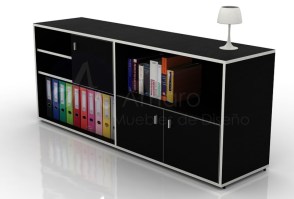 Biblioteca CARBON L180x75 NEGRO